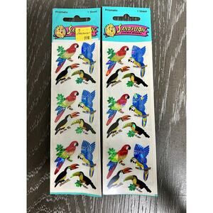 Sandylion Prismatic Tropical Birds Parrot Toucan Vintage 1990’s 2 Sheets Sealed